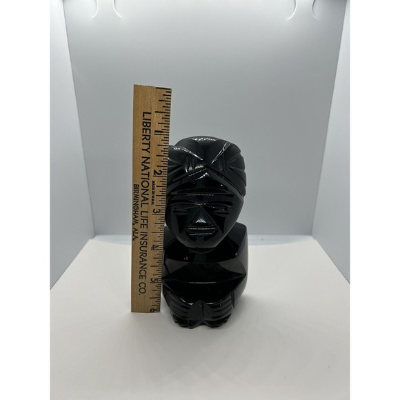 Mayan Sculpture Golden Sheen Obsidian - Picture 3 of 7